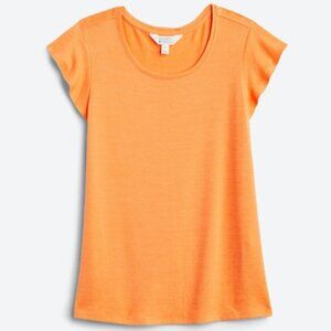 Market & Spruce Luisa Flutter Sleeve Knit Tee - Orange - L